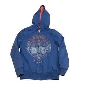 Lucky Brand Girls Hoodie Size M 10/12 Blue Full Zip Graphic Hooded